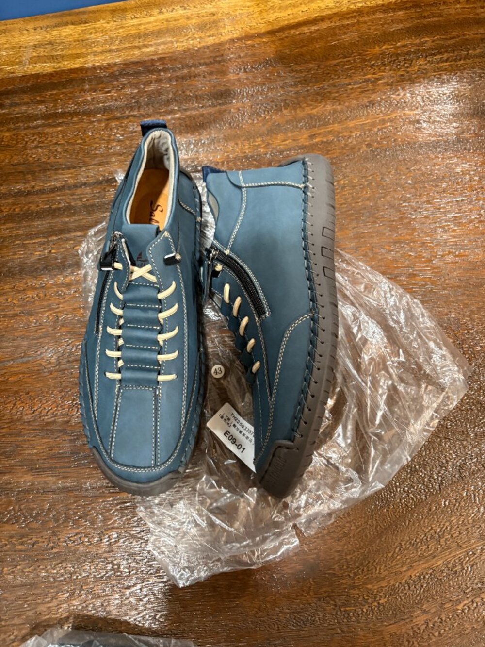 Salkin USA Navy ankle boot booties High top sneaker no tie sz 9.5 - 10  EU 43